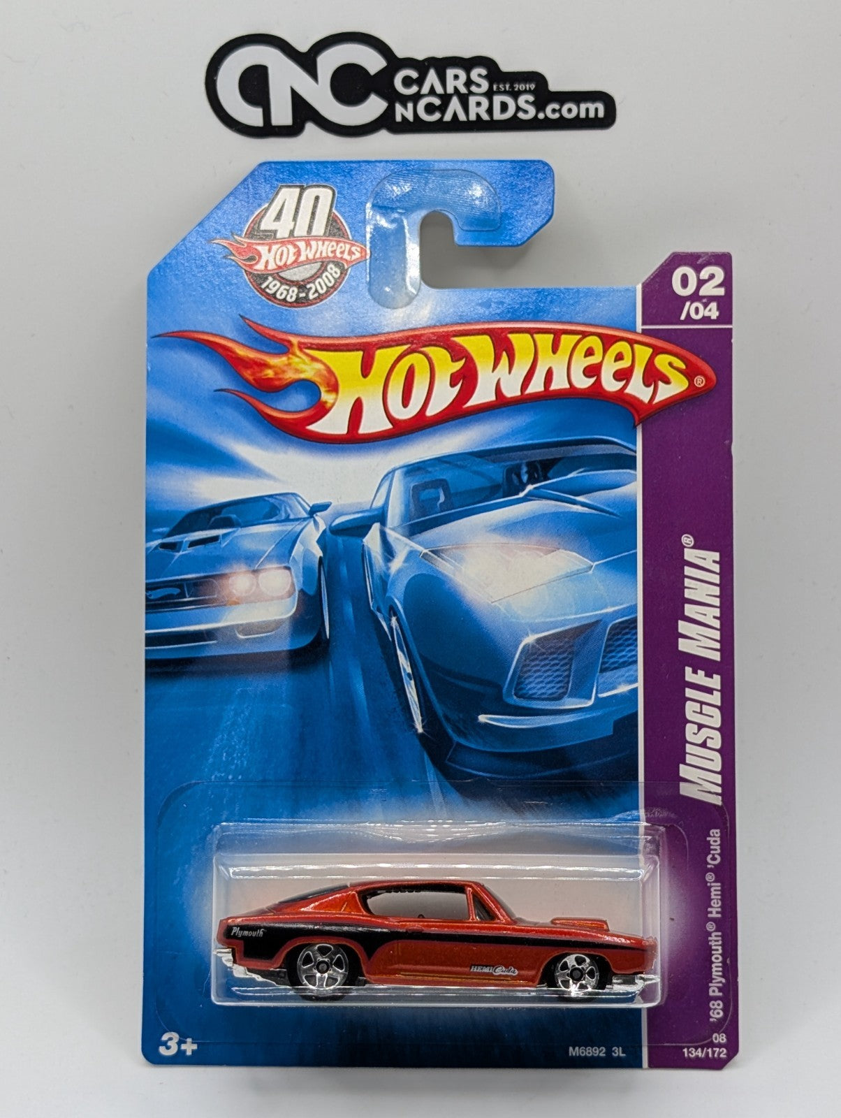 2008 Hot Wheels Muscle Mania 2/4 '68 Plymouth Hemi 'Cuda 134/172 (Soft Corners)