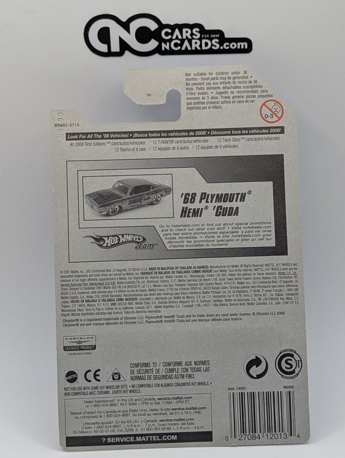 2008 Hot Wheels Muscle Mania 2/4 '68 Plymouth Hemi 'Cuda 134/172 (Soft Corners)