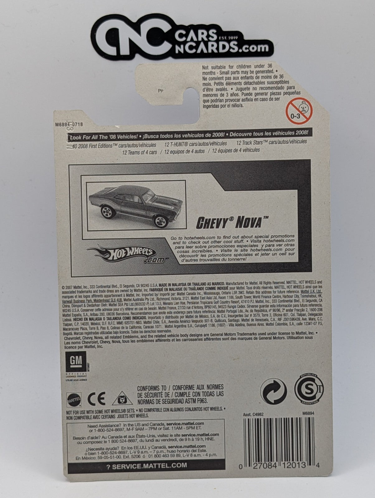 2008 Hot Wheels Muscle Mania 4/4 Chevy Nova Red 136/172 (Soft Corners)