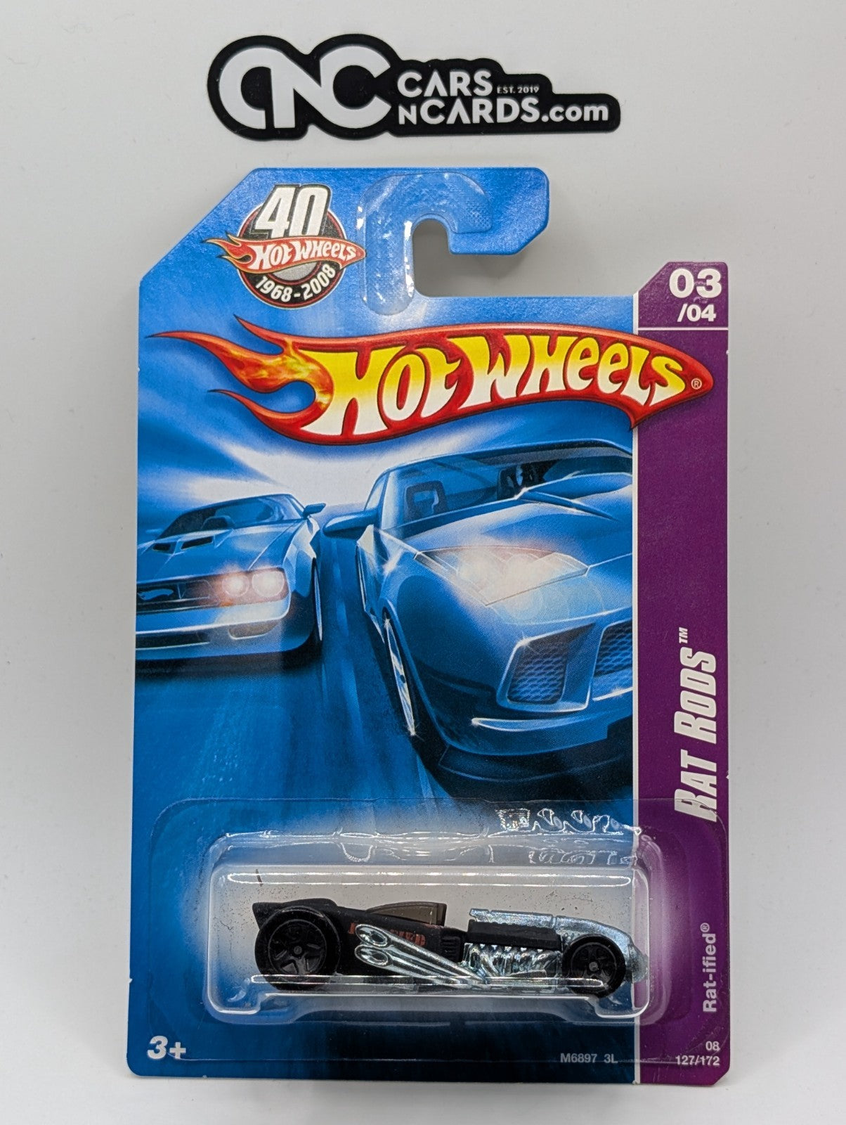 2008 Hot Wheels Rat Rods 3/4 Rat-ified Flat Black 127/172 (Soft Corners)