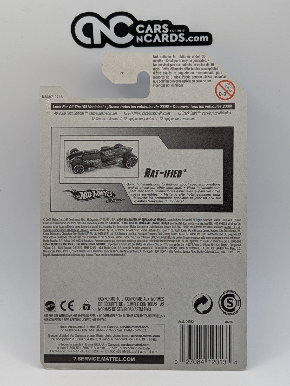 2008 Hot Wheels Rat Rods 3/4 Rat-ified Flat Black 127/172 (Soft Corners)