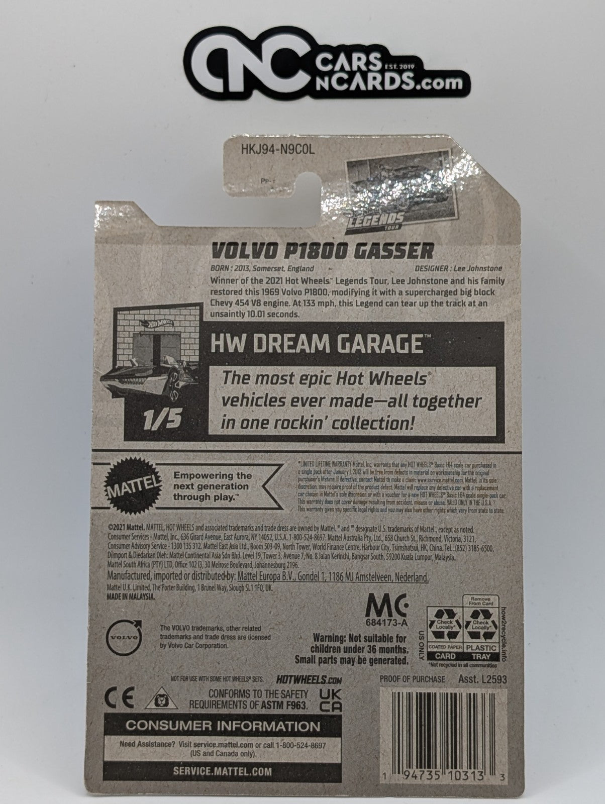 2023 Hot Wheels HW Dream Garage Volvo P1800 Gasser Red 1/250 (Soft Corners)