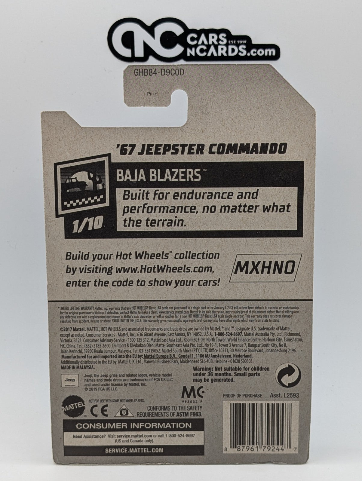 2020 Hot Wheels Baja Blazers 1/10 '67 Jeepster Commando Blue 71/250 (Damaged)