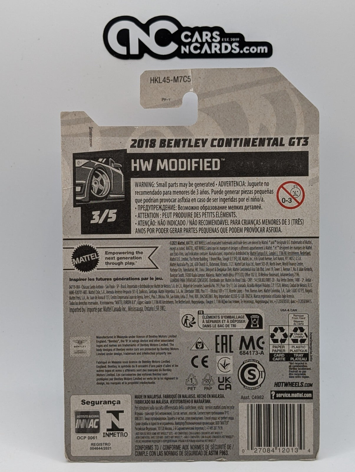 2023 Hot Wheels HW Modified 2018 Bentley Continental GT3 44/250 (Card Damage)