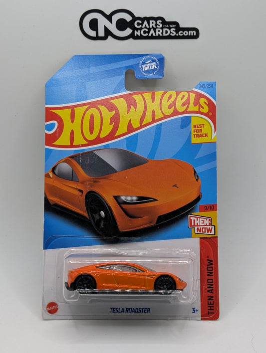 2023 Hot Wheels Then And Now Tesla Roadster Orange 249/250 (Cracked Blister)