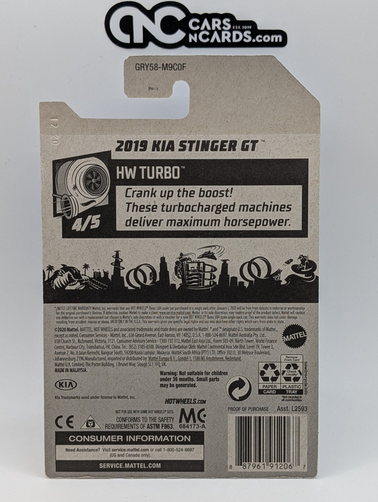 2021 Hot Wheels HW Turbo 4/5 2019 Kia Stinger GT Red 118/250 (Soft Corners)