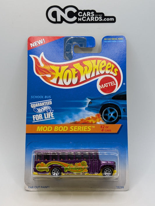 1996 Hot Wheels Mod Bod Series 2/4 School Bus 15239 Purple #397 (Soft Corners)