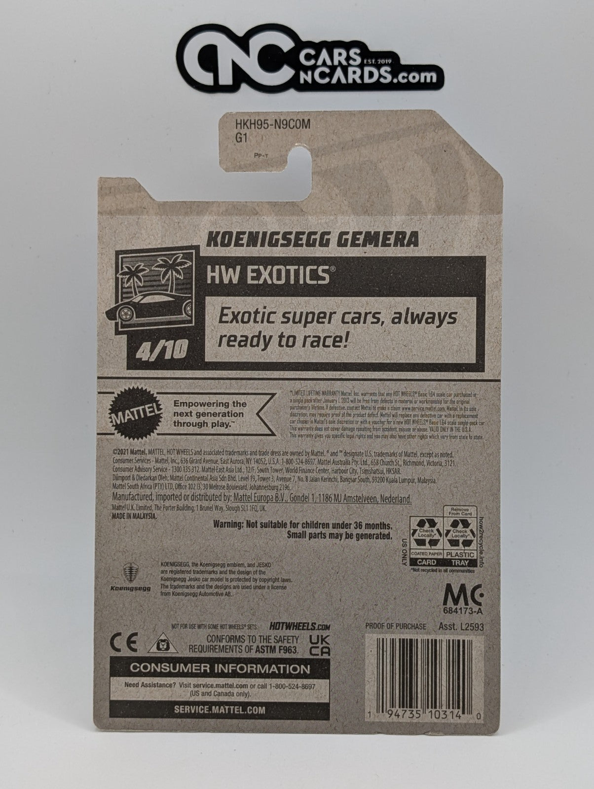 2023 Hot Wheels HW Exotics 4/10 Koenigsegg Gemera Yellow 188/250 (Soft Corners)