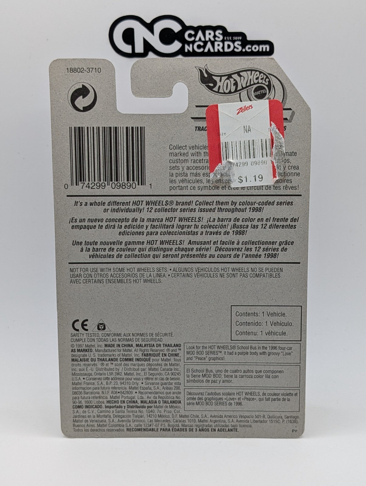 1998 Hot Wheels Mixed Signals 4/4 School Bus Yellow 18802 (Soft Corners)