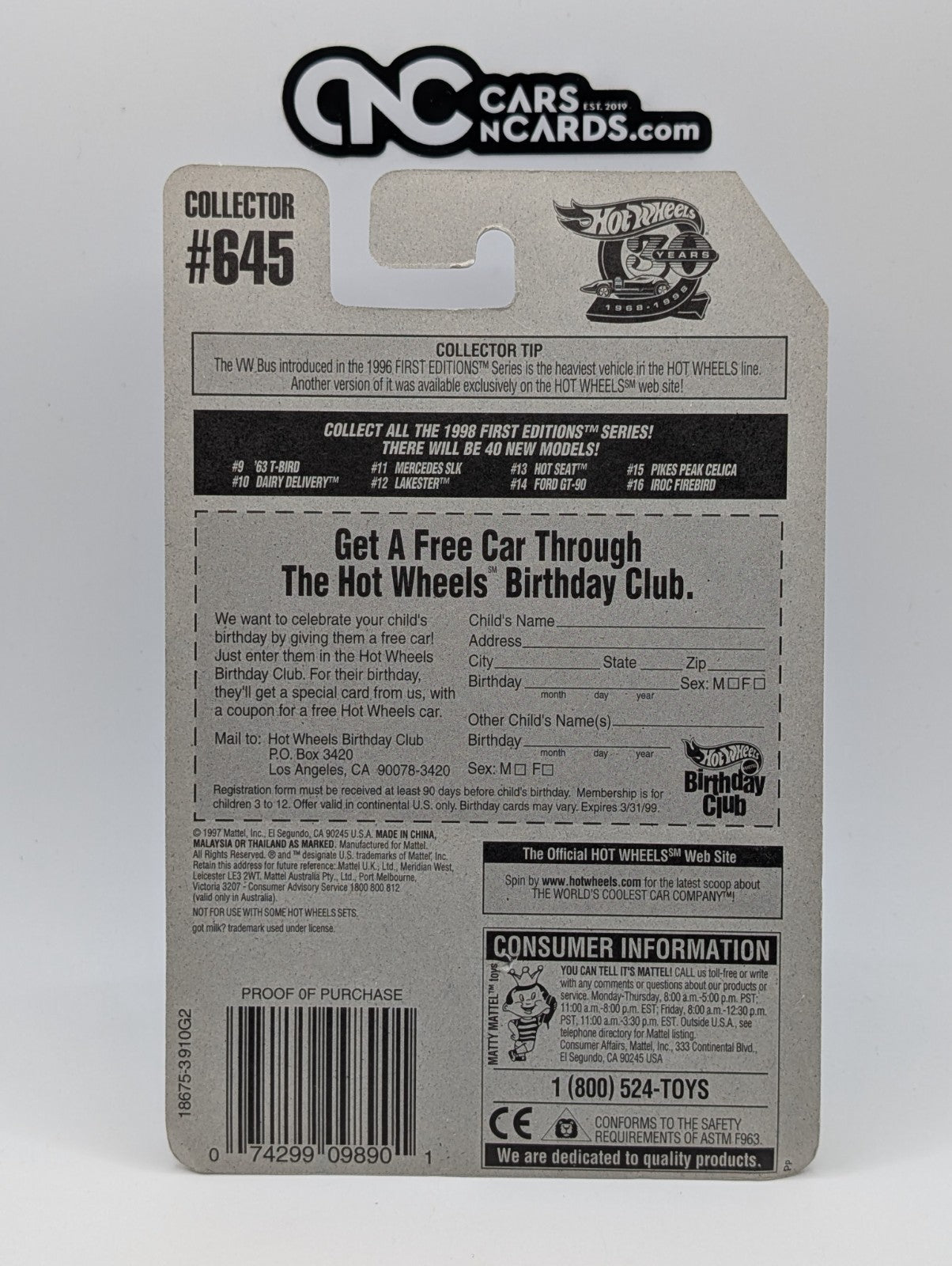 1998 Hot Wheels First Editions 10/40 Dairy Delivery 18675 (Soft Corners)