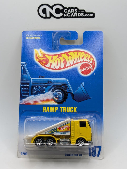 1996 Hot Wheels Ramp Truck Yellow Collector #187 (Soft Corners)