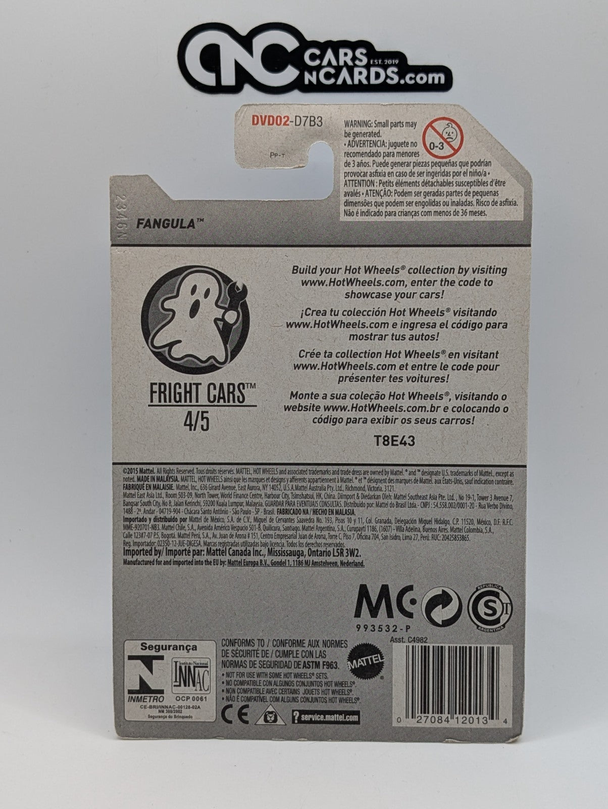 2017 Hot Wheels Fright Cars 4/5 Fangula Treasure Hunt TH (Card Damage)