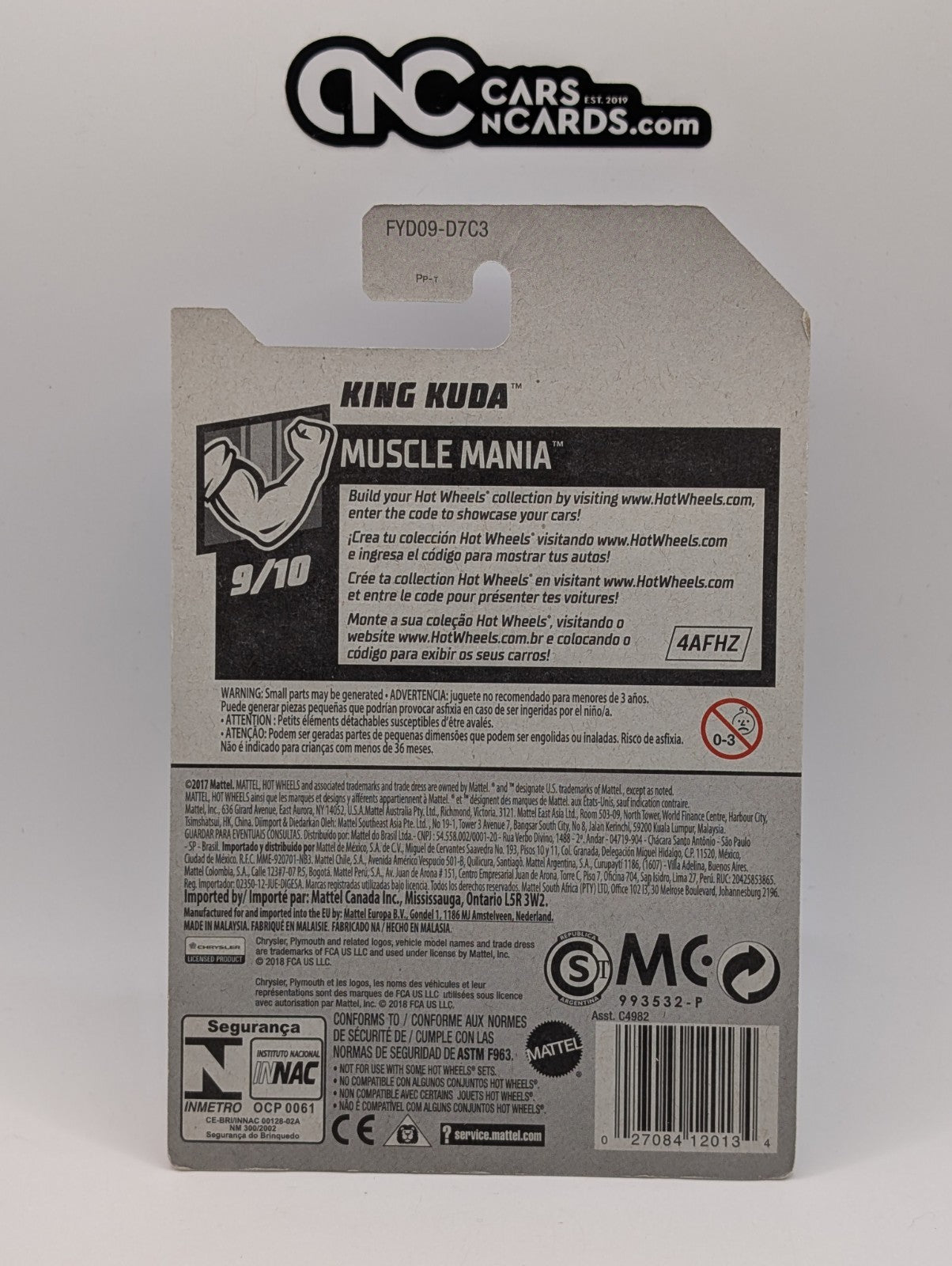 2019 Hot Wheels Muscle Mania 9/10 King Cuda Red 140/250 (Card Damage)