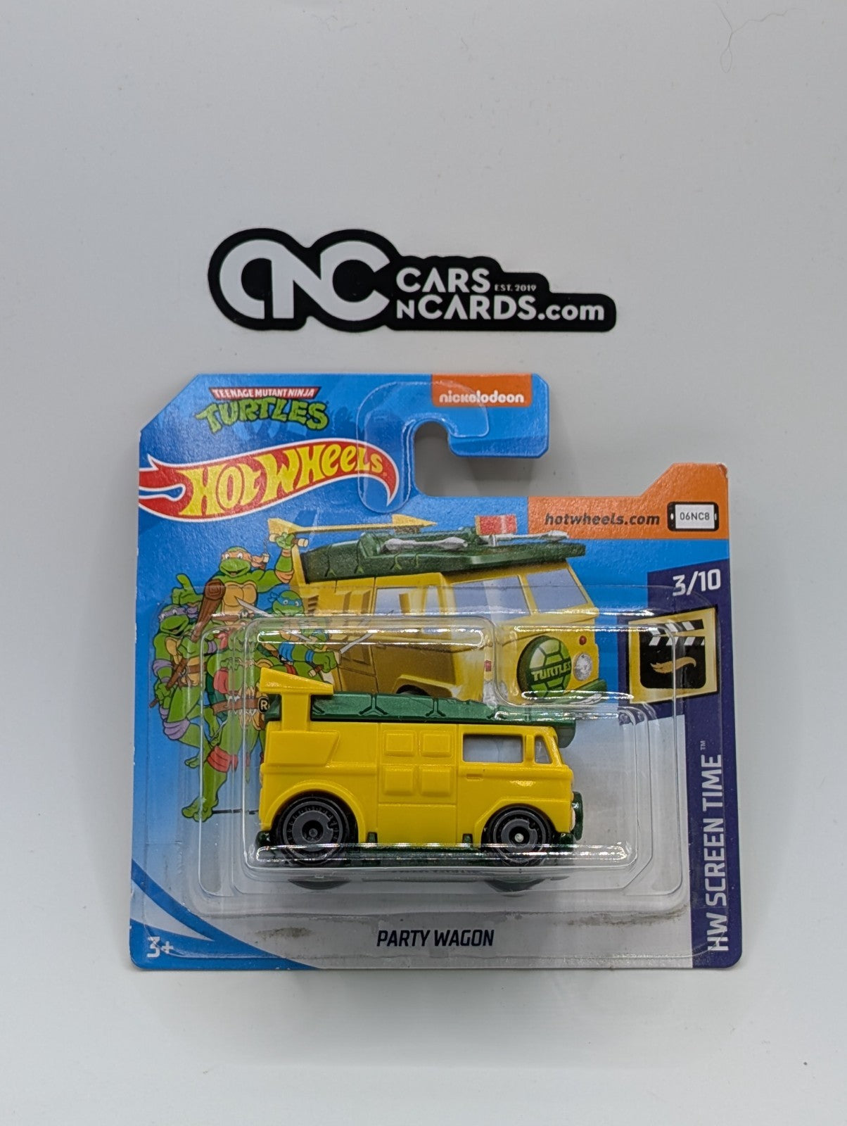 2020 Hot Wheels HW Screen Time 3/10 Party Wagon TMNT Short Card (Card Damage)