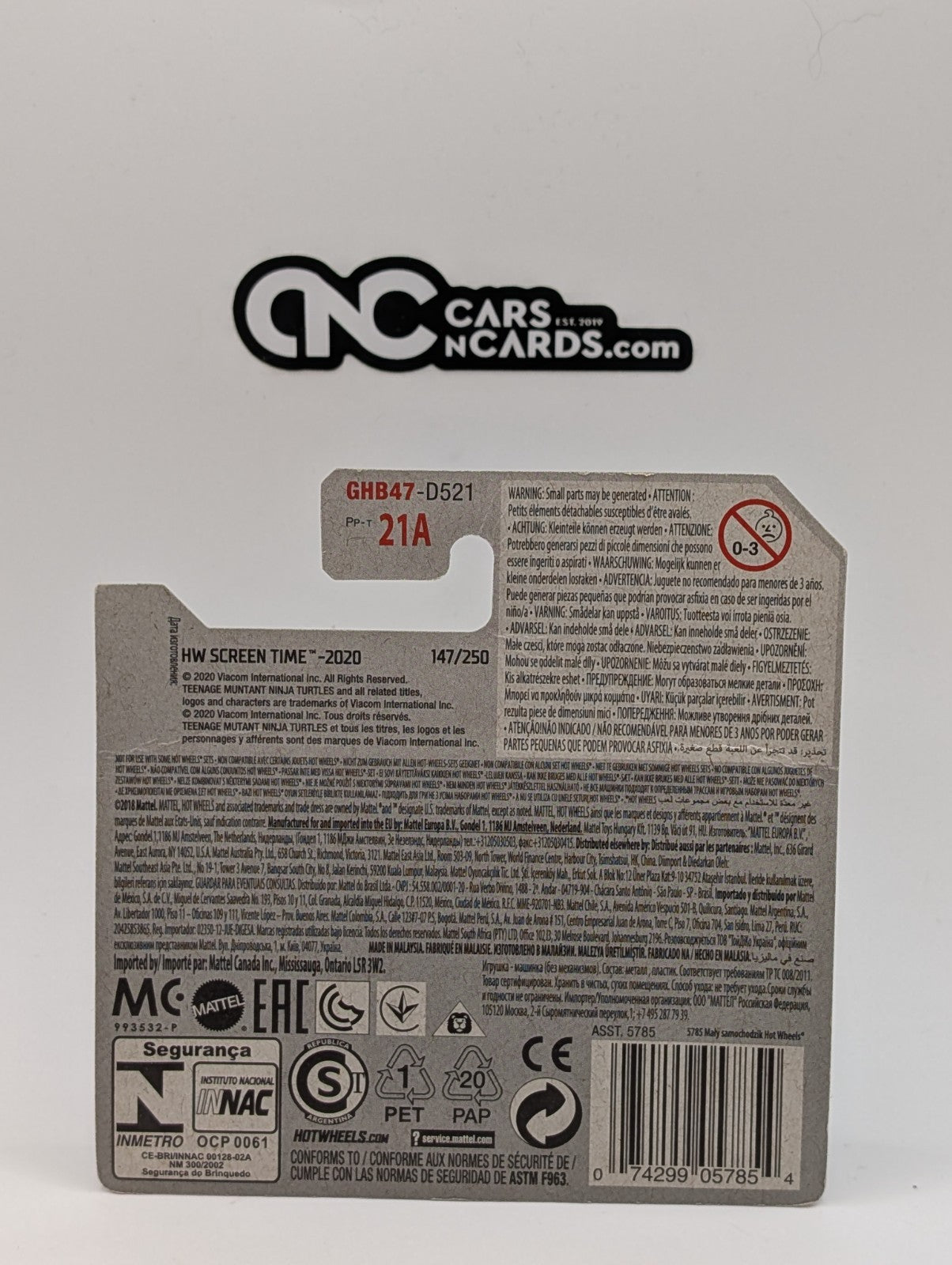 2020 Hot Wheels HW Screen Time 3/10 Party Wagon TMNT Short Card (Card Damage)