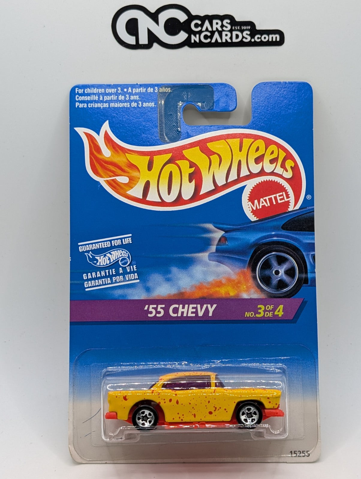 1996 Hot Wheels Splatter Paint Series 3/4 '55 Chevy Yellow 15255 (Soft Corners)