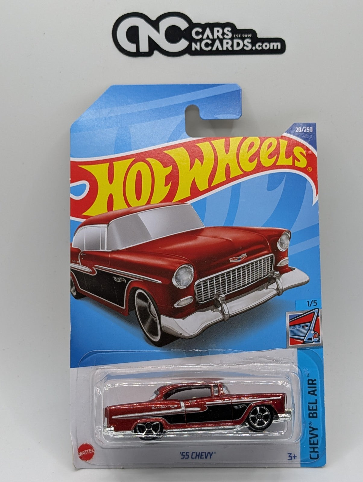 2022 Hot Wheels Chevy Bel Air 1/5 '55 Chevy Red 20/250 (Soft Corners)