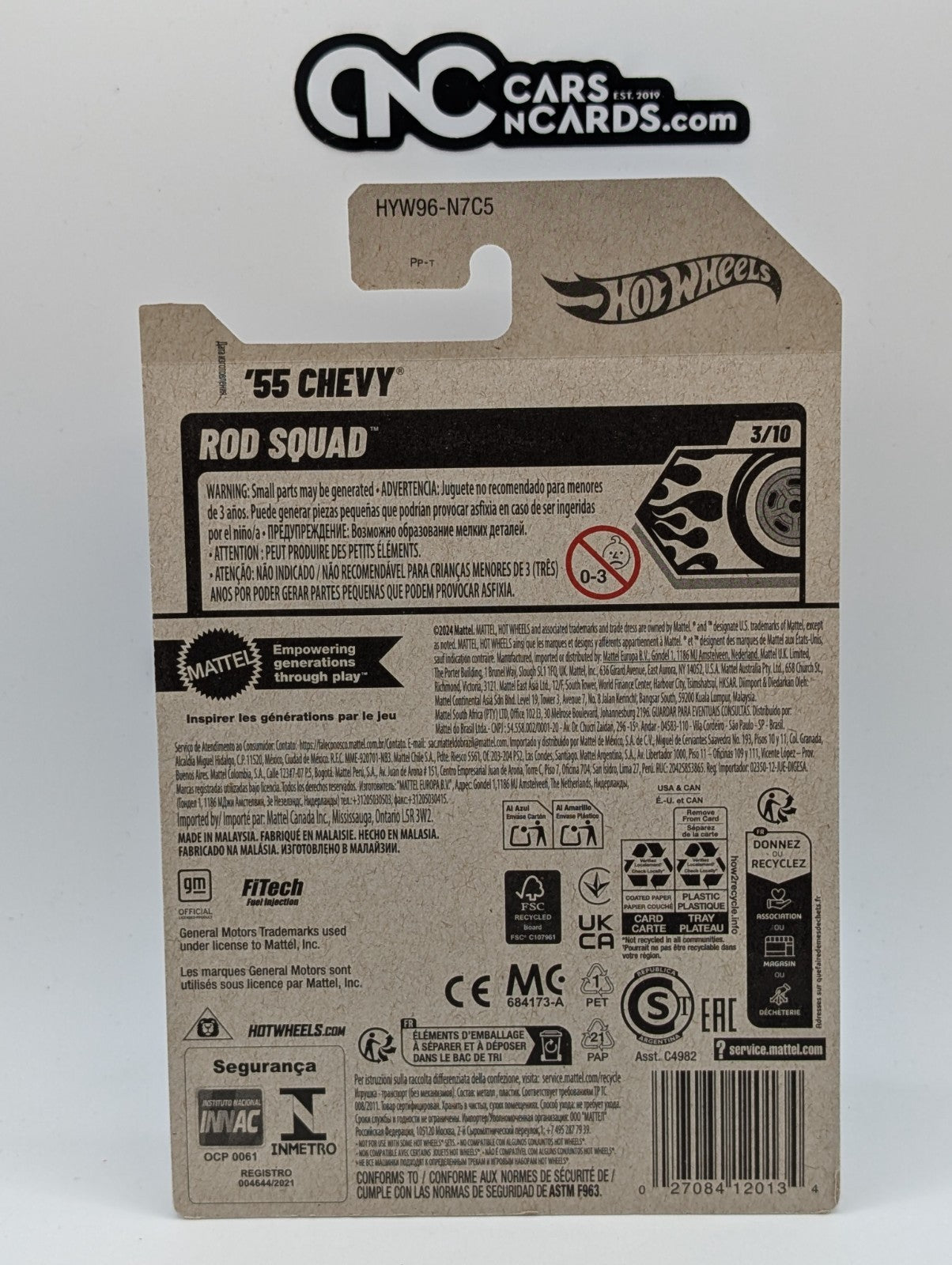 2025 Hot Wheels Rod Squad 3/10 '55 Chevy Black 45/250 (Soft Corners)