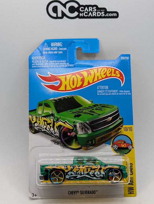 2016 Hot Wheels HW Art Cars 10/10 Chevy Silverado Green 200/250 (Card Damage)