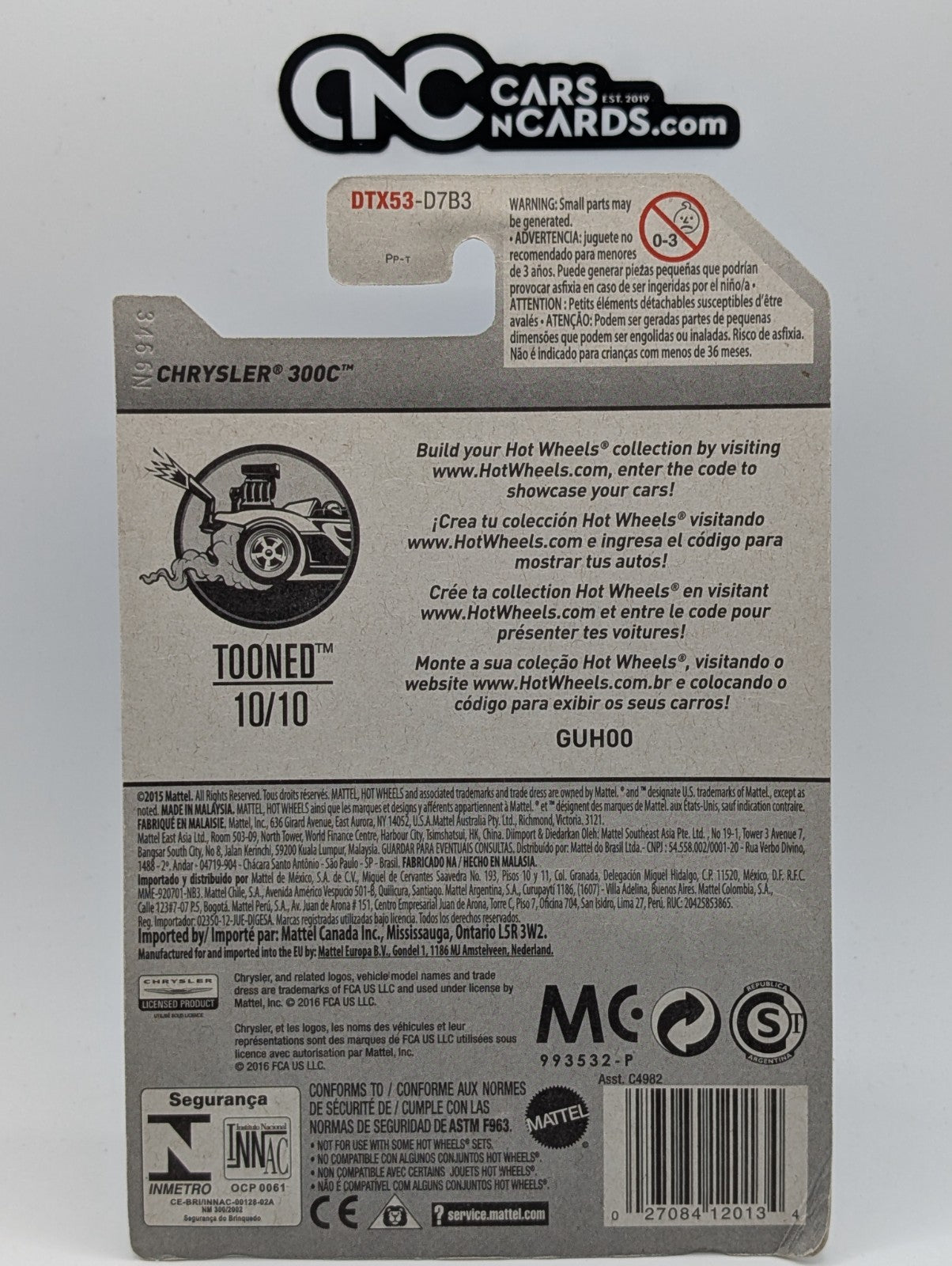 2017 Hot Wheels Tooned 10/10 Chrysler 300C 126/365 (Card Damage)