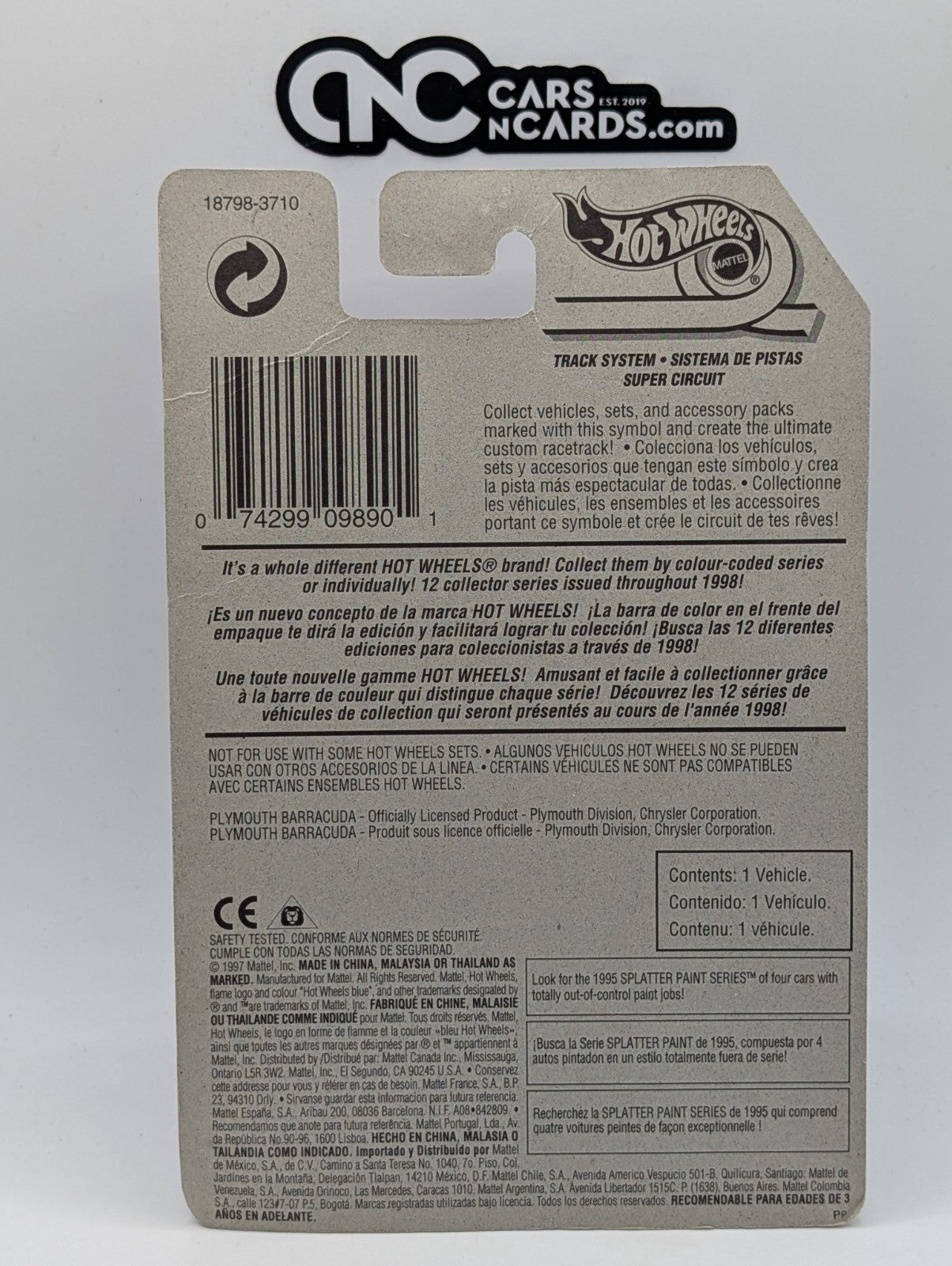 1998 Hot Wheels Artistic License 4/4 '70 Plymouth Barracuda 18798 (Card Damage)