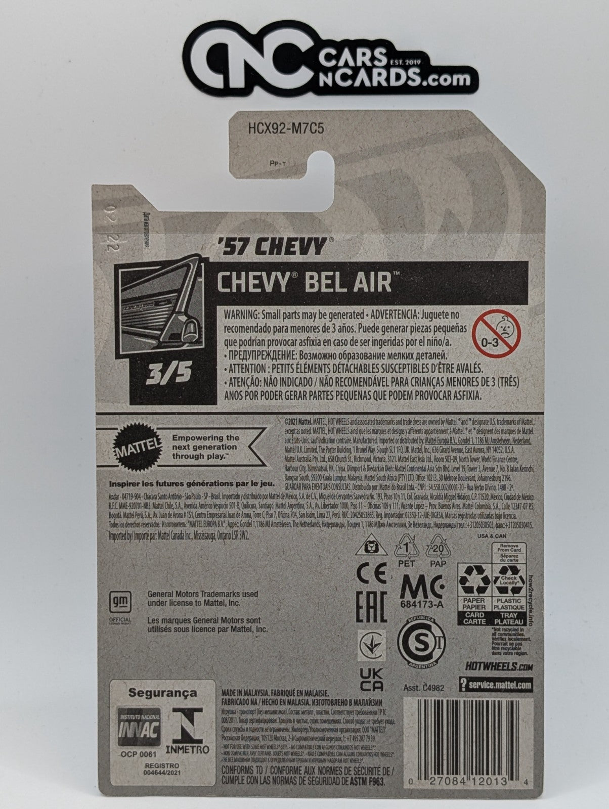 2022 Hot Wheels Chevy Bel Air 3/5 '57 Chevy Gold 44/250