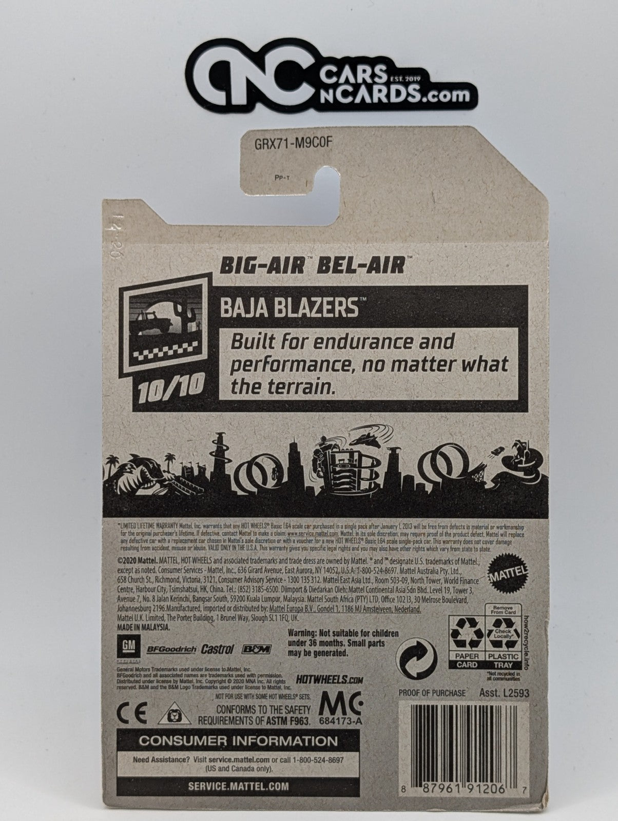 2021 Hot Wheels Baja Blazers 10/10 Big-Air Bel-Air Red 130/250 (Card Damage)