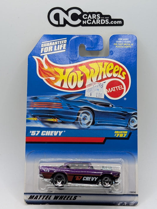 1998 Hot Wheels '57 Chevy Purple Collector #787 (Card Damage)