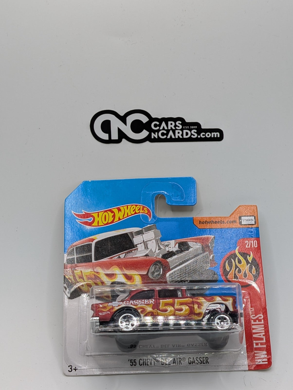 2017 Hot Wheels HW Flames '55 Chevy Bel Air Gasser Short Card (Soft Corners)