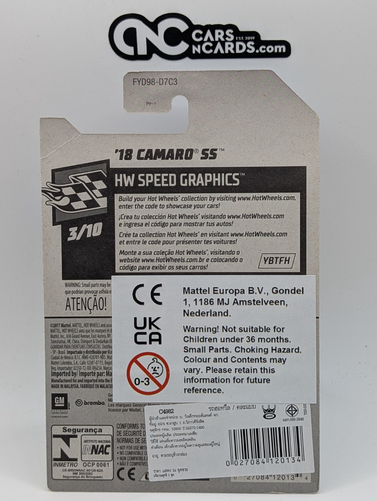 2019 Hot Wheels HW Speed Graphics 3/10 '18 Camaro SS Brembo 26/260 (Card Crease)