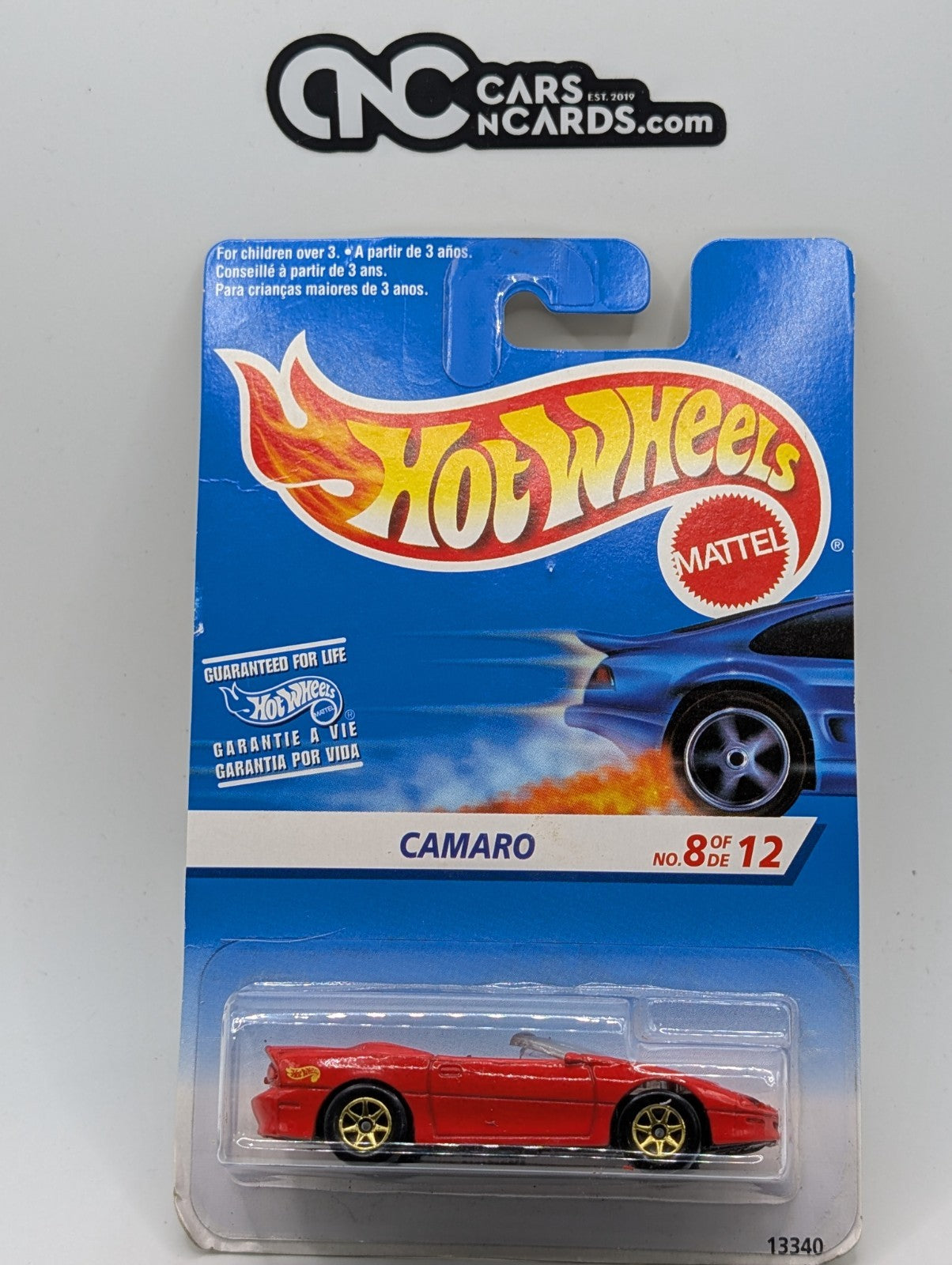 1997 Hot Wheels Camaro Convertible Red 13340 Collector #344 (Card Damage)