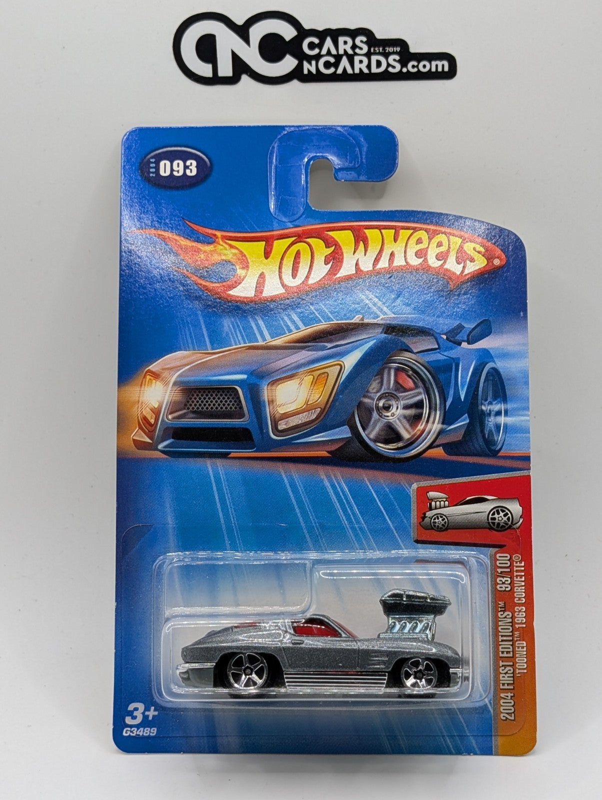 2004 Hot Wheels First Editions 93/100 'Tooned 1963 Corvette #93 (Soft Corners)