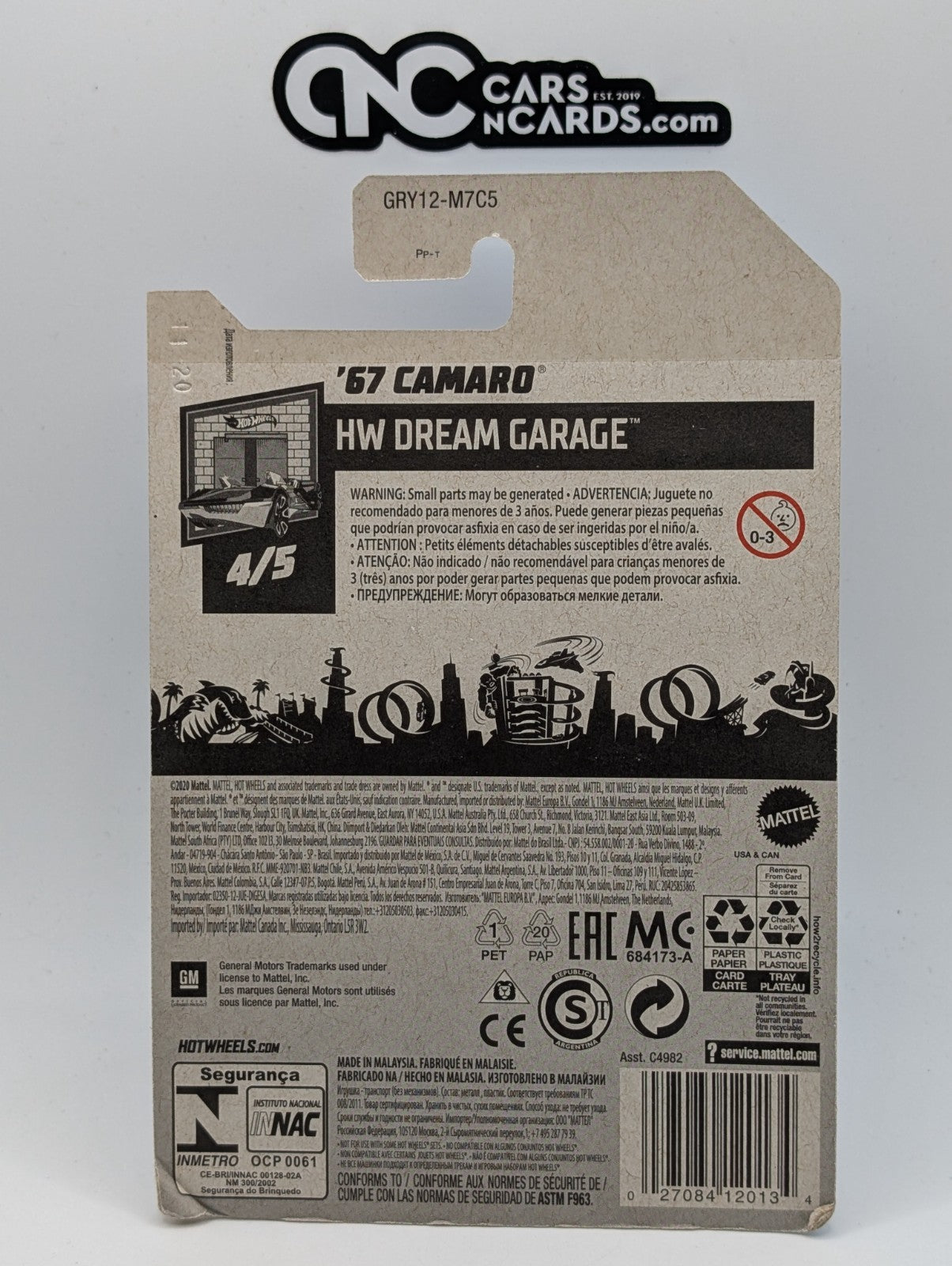 2021 Hot Wheels HW Dream Garage 4/5 '67 Camaro White 110/250 (Card Damage)