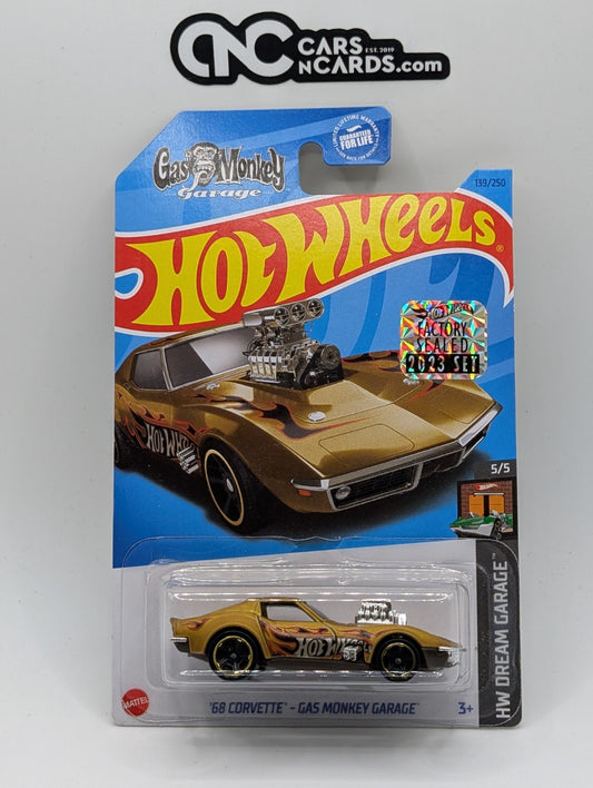 2023 Hot Wheels RLC Factory Sealed 68 Corvette - Gas Monkey Garage Gold 139/250