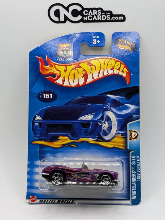 2002 Hot Wheels Wastelanders 3/10 1958 Corvette Purple #151 (Soft Corners)