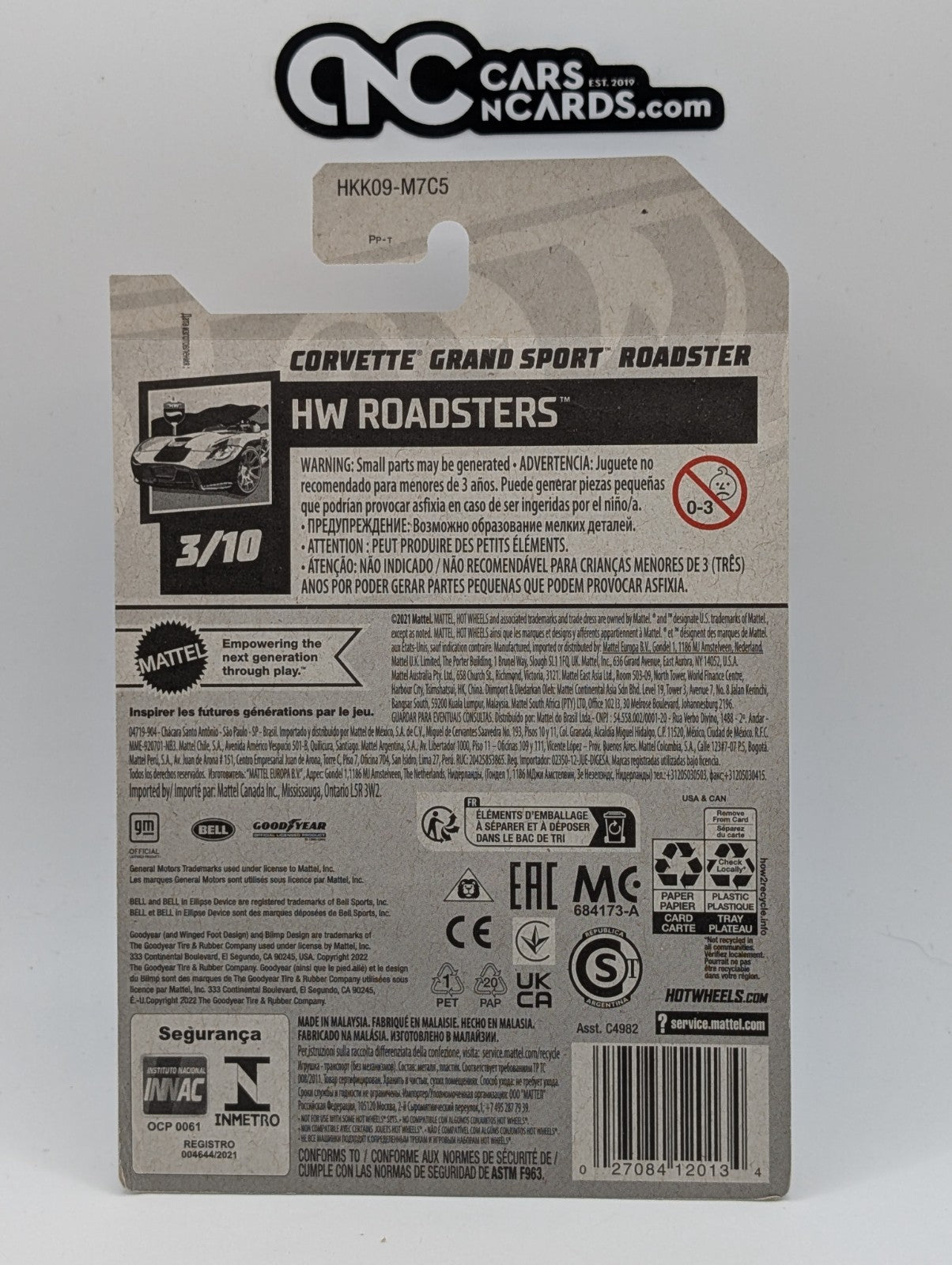 2023 Hot Wheels HW Roadsters 3/10 Corvette Grand Sport White (Hook Crease)