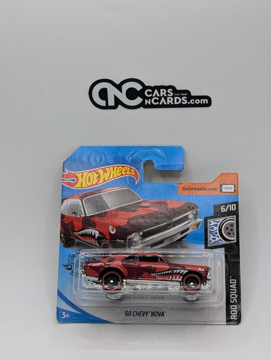 2020 Hot Wheels Rod Squad 6/10 '68 Chevy Nova 73/250 Short Card (Card Damage)
