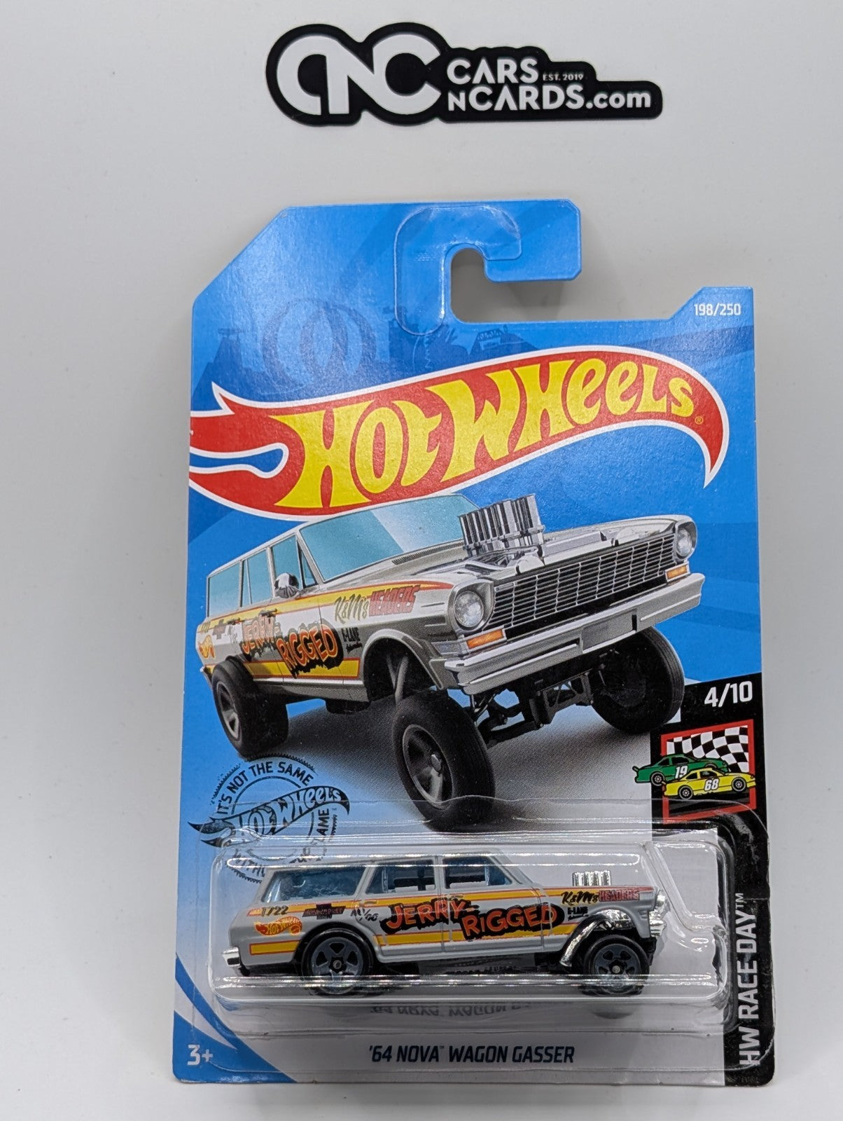 2019 Hot Wheels HW Race Day 4/10 '64 Nova Wagon Gasser Gray (Card Damage)