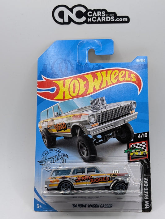 2019 Hot Wheels HW Race Day 4/10 '64 Nova Wagon Gasser Gray (Card Damage)