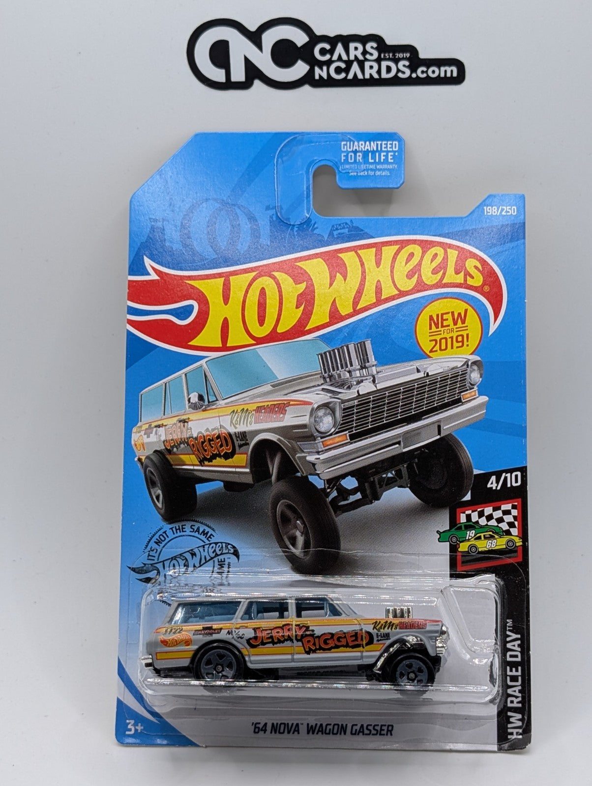 2019 Hot Wheels HW Race Day 4/10 '64 Nova Wagon Gasser Gray (Card Damage)