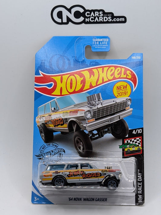 2019 Hot Wheels HW Race Day 4/10 '64 Nova Wagon Gasser Gray (Card Damage)