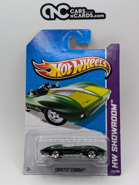 2013 Hot Wheels HW Showroom Corvette Stingray Green 203/250 (Card Damage)