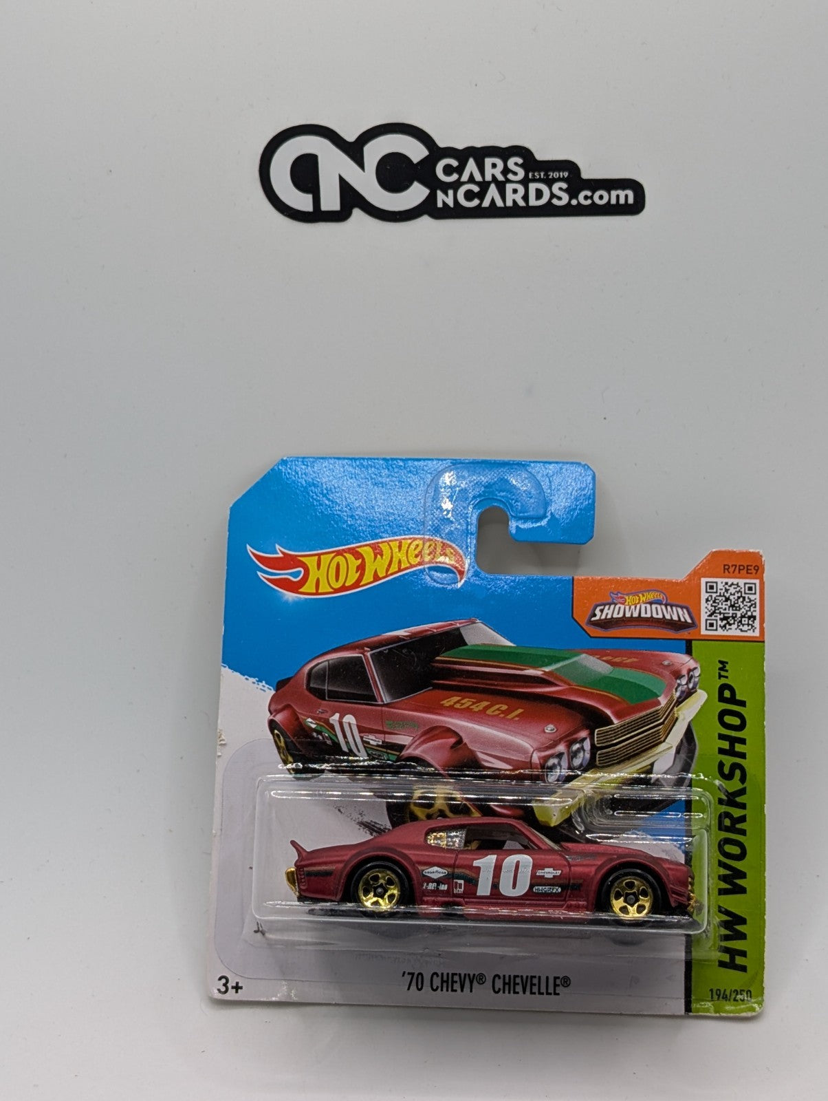 2015 Hot Wheels HW Workshop '70 Chevy Chevelle 194/250 Short Card (Card Damage)