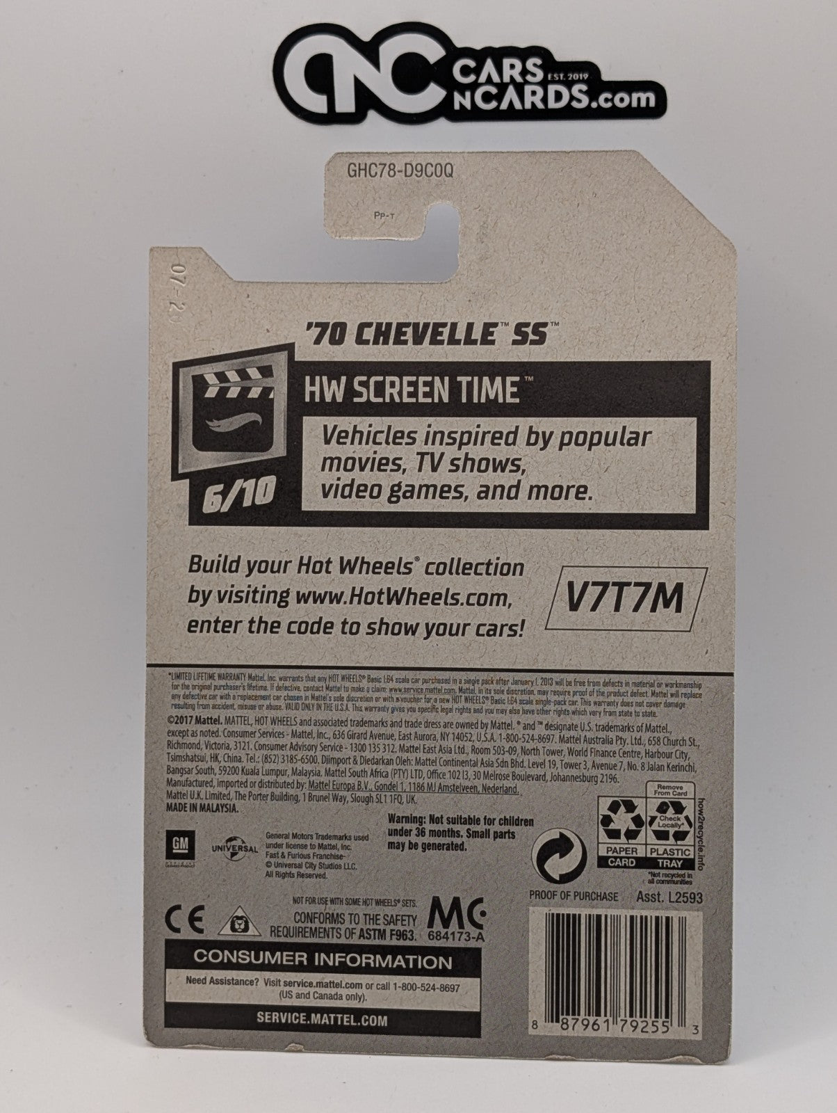 2020 Hot Wheels HW Screen Time 6/10 70 Chevelle SS Fast & Furious (Sof ...