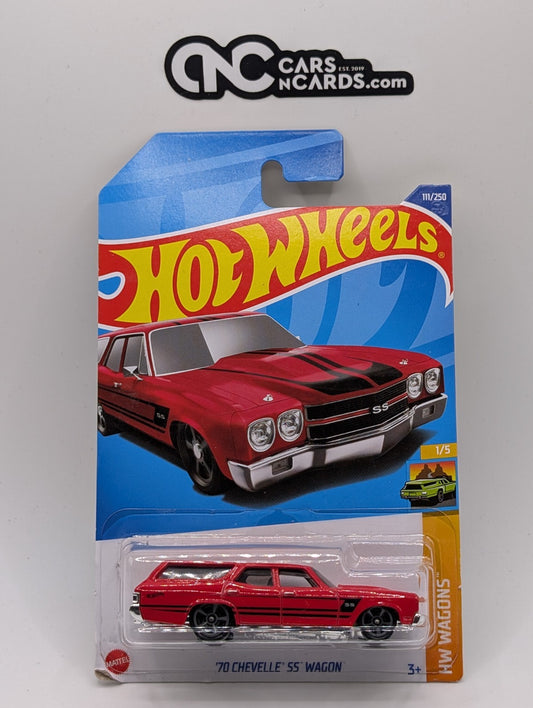 2022 Hot Wheels HW Wagons 1/5 '70 Chevelle SS Wagon Red 111/250 (Card Damage)