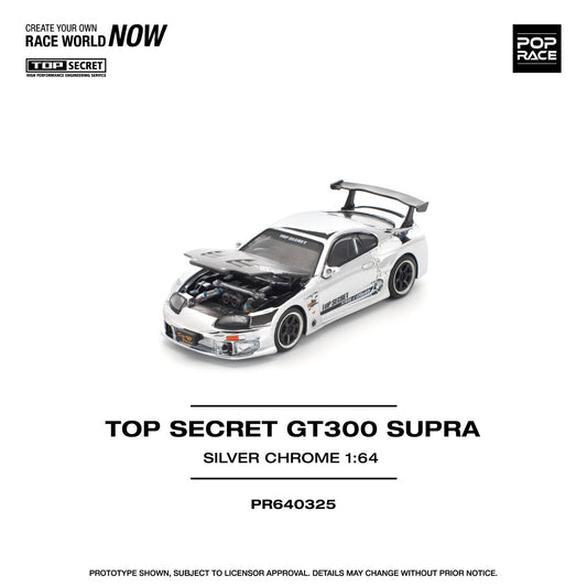 POPRACE 1:64 TOP SECRET GT300 SUPRA - SILVER CHROME PR640325