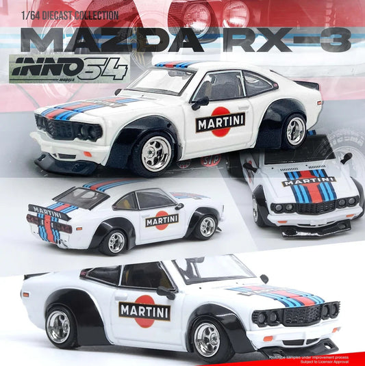 INNO64 1:64 MAZDA SAVANNA RX3 "MARTINI RACING" Livery IN64-RX3-MTN