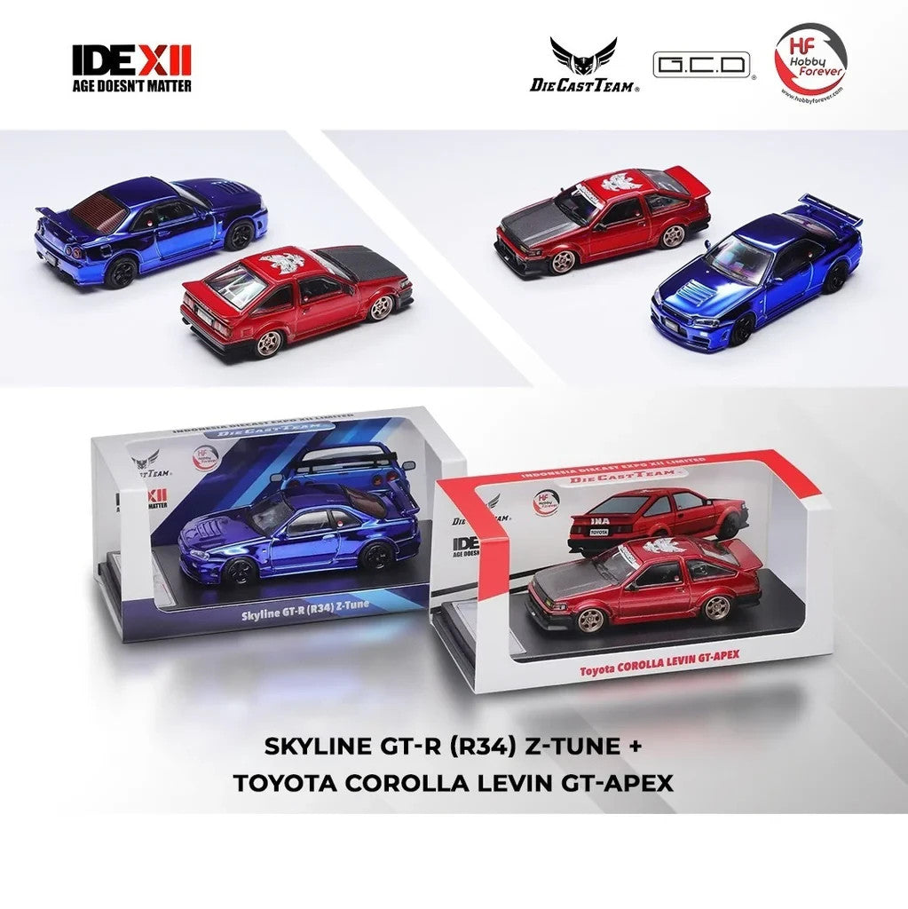DCT 1:64 Skyline GT-R (R34) Z-TUNE / Toyota Corolla Levin GT-APEX (Set of 2) IDE