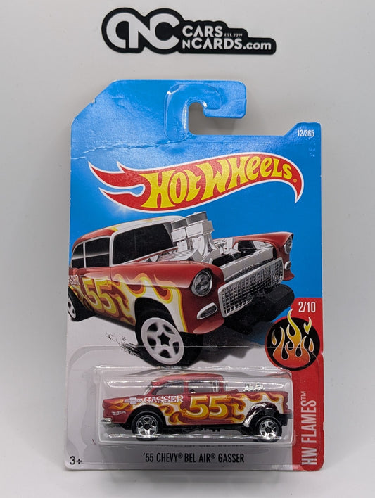 2017 Hot Wheels HW Flames '55 Chevy Bel Air Gasser 12/365 (Card Damage)