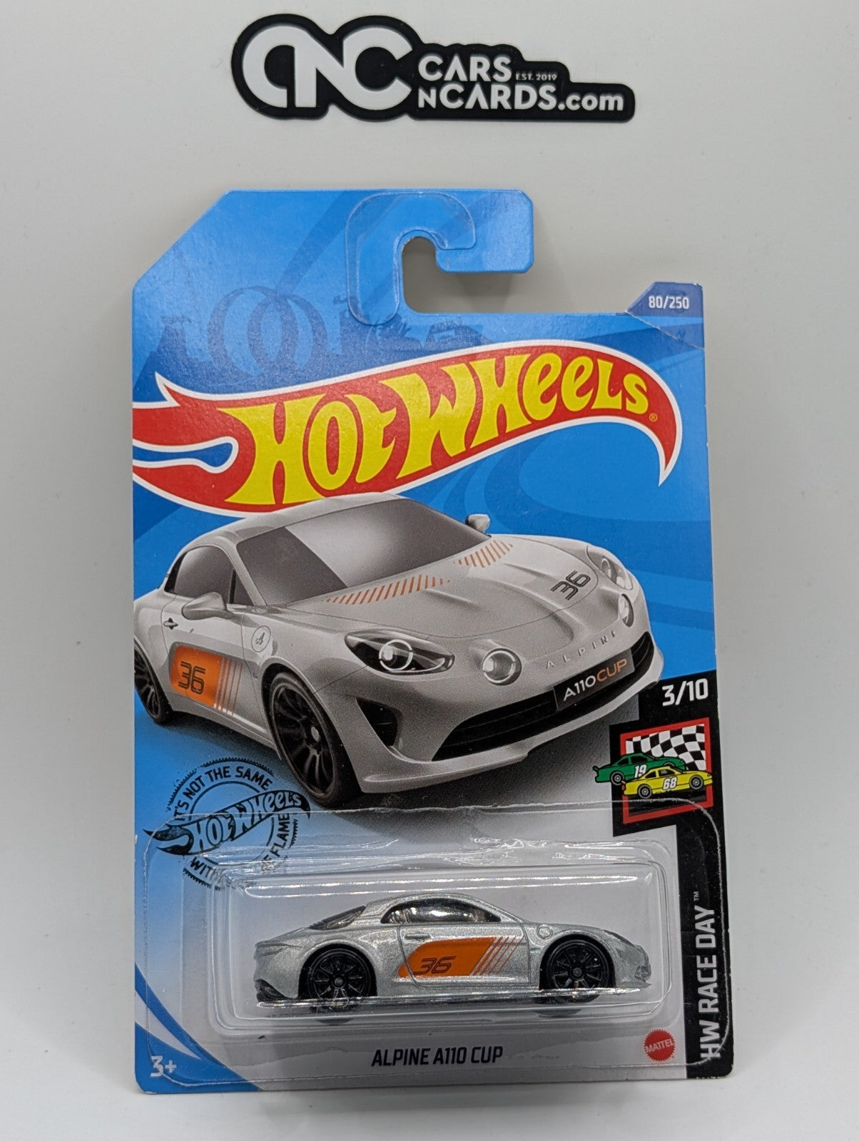 2020 Hot Wheels HW Race Day 3/10 Alpine A110 Cup Silver 80/250 (Card Damage)